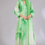 Sage Shimmer Chanderi Printed Anarkali Set