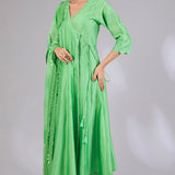 Sage Shimmer Chanderi Anarkali Set