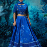 Indigo Lehenga with Embroidered Blouse and Dupatta