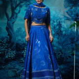 Indigo Lehenga with Embroidered Blouse and Dupatta
