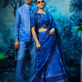 Indigo Lehenga with Embroidered Blouse and Dupatta