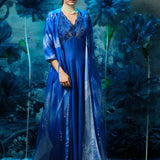 Indigo Ensemble Dress With Cape