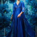 Indigo Ensemble Dress With Cape