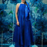 Indigo Halter Neck Kurta Set with Scarf