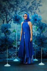 Wild blue halter neck kurta set