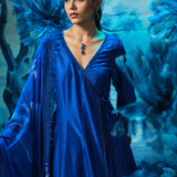 Indigo Anarkali Set with Printed Dupatta