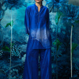 Indigo Iris Co-ord Ensemble With Palazzo