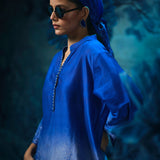 Indigo Co-ord Ensemble With Iris Pant & Scarf