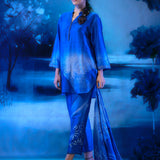 Indigo Co-ord Ensemble With Iris Pant & Scarf
