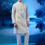 Front Full Pintuck Ivory Embroidered Kurta With Pant