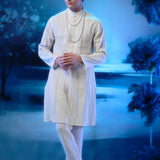 Front Full Pintuck Ivory Embroidered Kurta With Pant