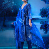 Indigo Bliss Angrakha With Cutwork Pant
