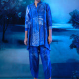 Indigo Bliss Co-ord Ensemble With Dhoti Style Pant