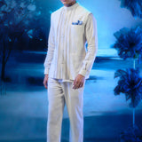 Ivory Pintuck Nehru Jacket with Short Length Kurta and Pant