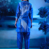 Indigo Bliss Co-ord Ensemble With Dhoti Style Pant
