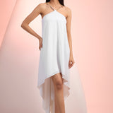 White Chain Drape Dress