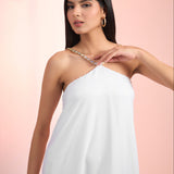 White Chain Drape Dress