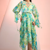 Maze Green Pattern Dress