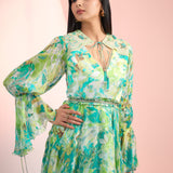 Maze Green Pattern Dress