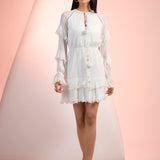 White Ruffle Short Dress