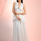White Aeris Peplum Dress