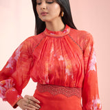 Red Hazy Texture Dress