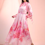 Pink Faux Cosmos Dress with Belt