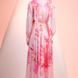 Pink Faux Cosmos Dress with Belt