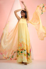 Ochre Monet long dress