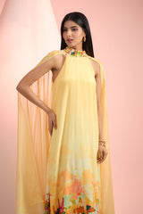 Ochre Monet long dress