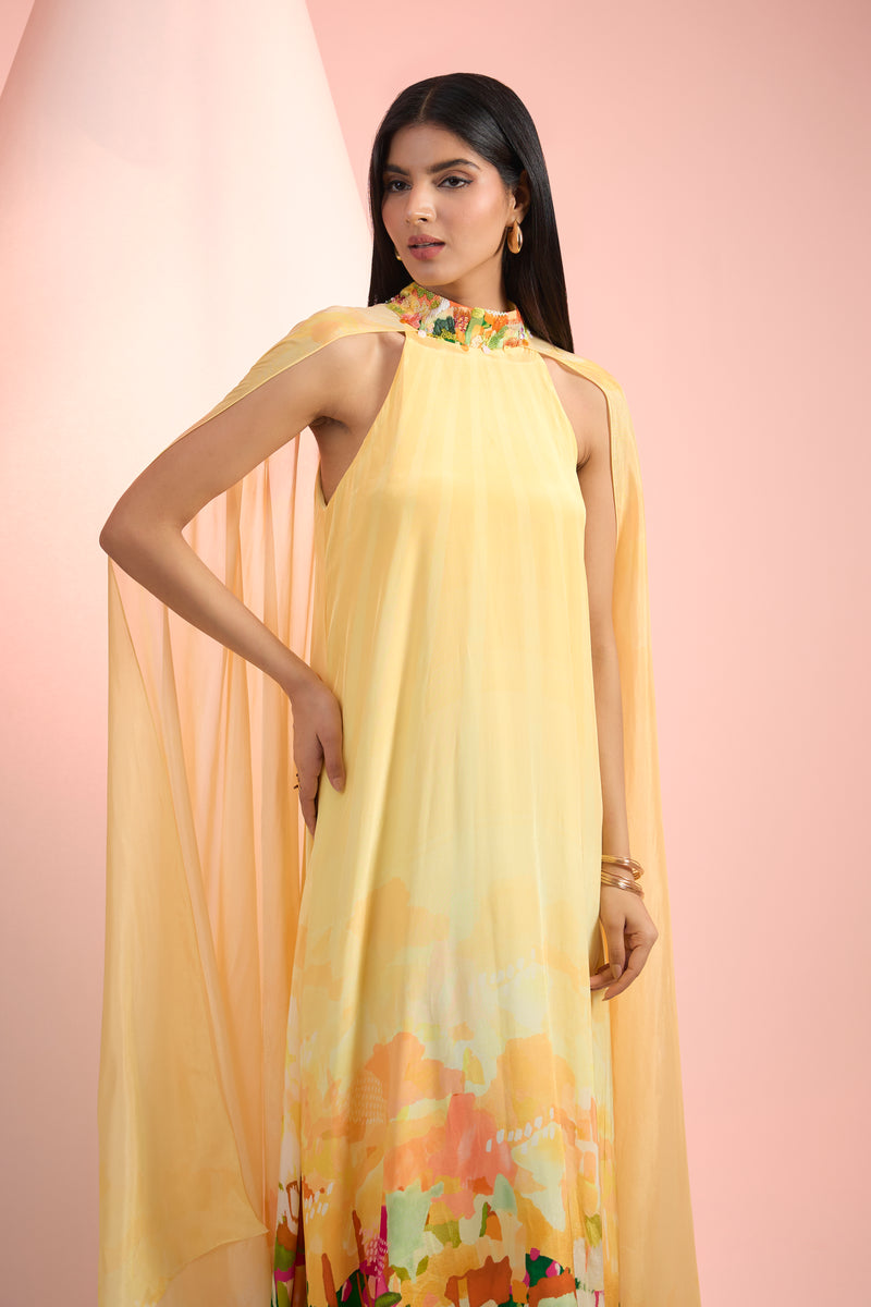 Ochre Monet long dress
