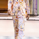 Yellow Cotton Satin Lycra Printed Designer Blazer Set
