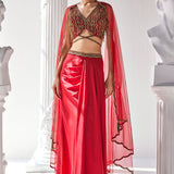 Red Royal Satin Skirt Set