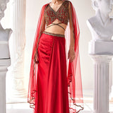 Red Royal Satin Skirt Set