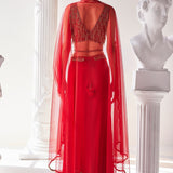 Red Royal Satin Skirt Set