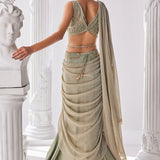 Jade Green Coloured Draped Saree