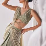 Jade Green Coloured Draped Saree