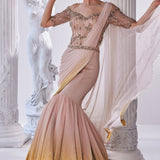 Draped Gown In Luxurious Shimmer Lycra