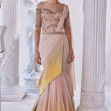 Draped Gown In Luxurious Shimmer Lycra