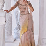 Draped Gown In Luxurious Shimmer Lycra