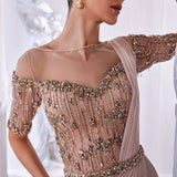 Draped Gown In Luxurious Shimmer Lycra