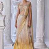 Gold Foil Draped Double Layer Lehenga
