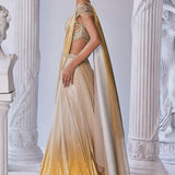 Gold Foil Draped Double Layer Lehenga