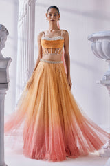 Satin Georgette Ombre Lehenga Set