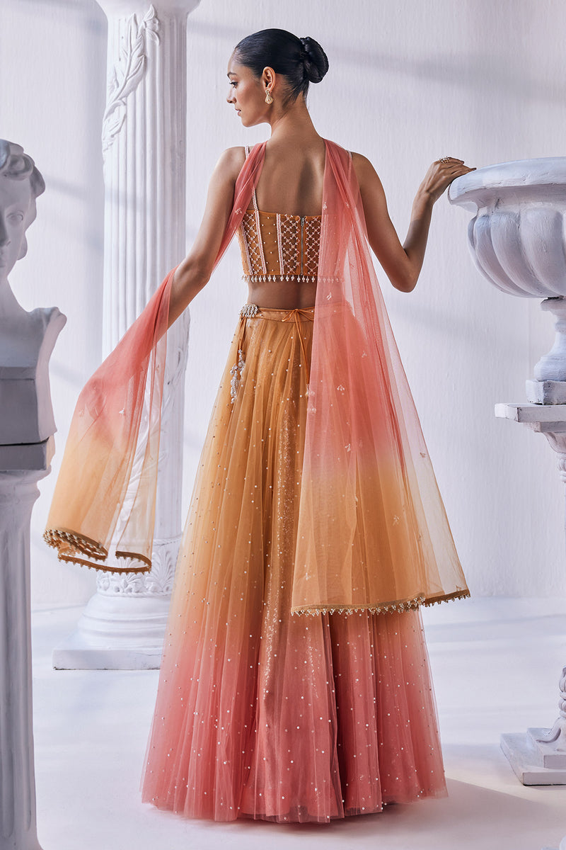 Satin Georgette Ombre Lehenga Set