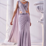 Lilac Draped Saree Set