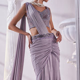 Lilac Draped Saree Set
