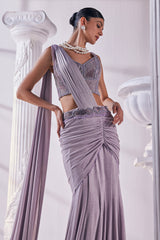Lilac Draped Saree Set
