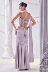 Lilac Draped Saree Set