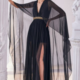 Black Chiffon Kaftan Dress